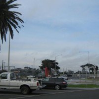 North East view across the Beach Road roundabout, after streetscape improvements.